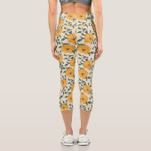 Orange Poppy Blume Pattern Capri Leggings (Rückseite)