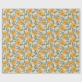 Orange Poppy Blume Pattern Geschenkpapier (Flach)