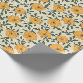 Orange Poppy Blume Pattern Geschenkpapier (Ecke)