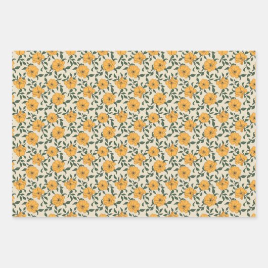 Orange Poppy Blume Pattern Geschenkpapier Set (Vorderseite 2)