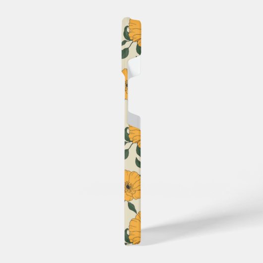 Orange Poppy Blume Pattern iPhone Hülle (Linke Seite)