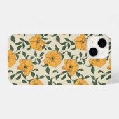 Orange Poppy Blume Pattern iPhone Hülle (Rückseite (Horizontal))