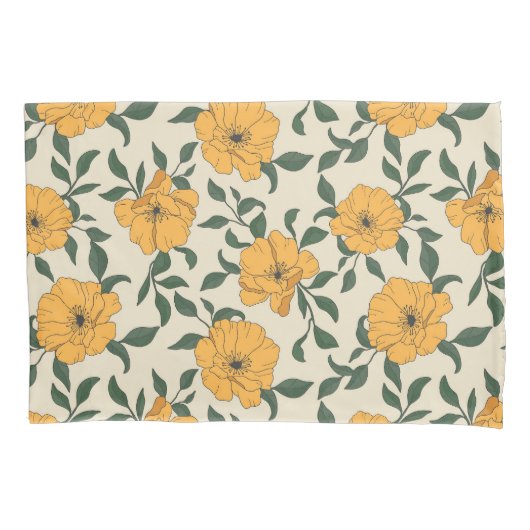 Orange Poppy Blume Pattern Kissenbezug (Vorderseite)
