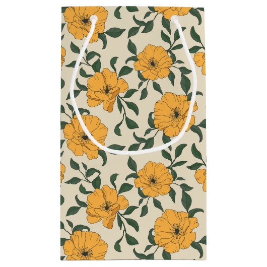 Orange Poppy Blume Pattern Kleine Geschenktüte (Rückseite)