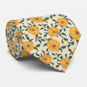 Orange Poppy Blume Pattern Krawatte (Gerollt)