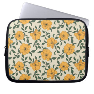 Orange Poppy Blume Pattern Laptopschutzhülle