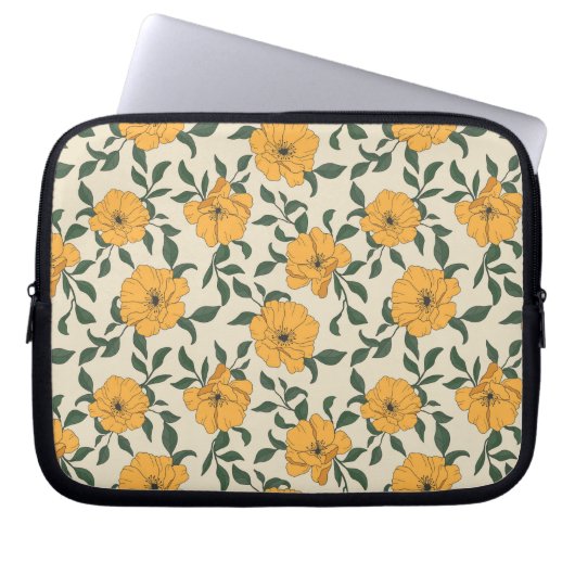 Orange Poppy Blume Pattern Laptopschutzhülle (Vorderseite)