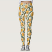 Orange Poppy Blume Pattern Leggings (Vorderseite)