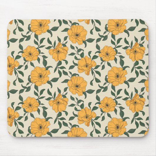 Orange Poppy Blume Pattern Mousepad (Vorne)