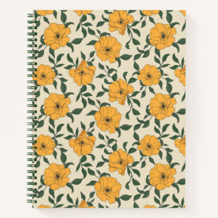Orange Poppy Blume Pattern Notizblock