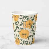 Orange Poppy Blume Pattern Pappbecher (Rechts)