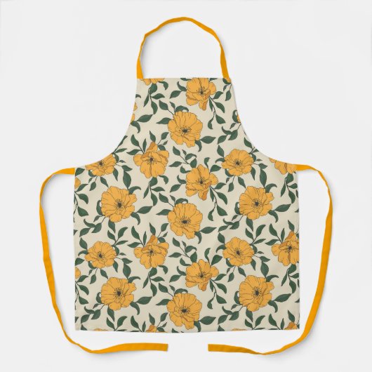 Orange Poppy Blume Pattern Schürze (Vorderseite)