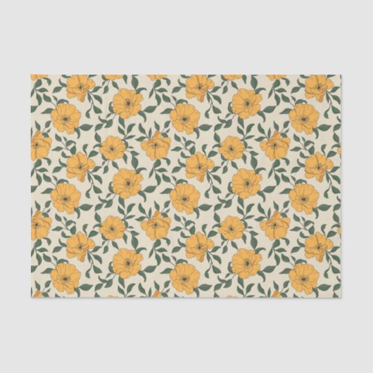 Orange Poppy Blume Pattern Seidenpapier (Vorderseite)