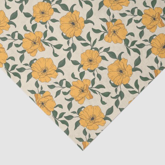 Orange Poppy Blume Pattern Seidenpapier (Ausschnitt)
