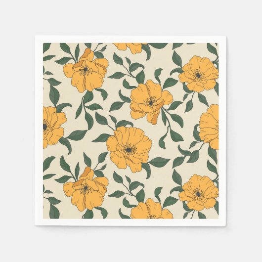 Orange Poppy Blume Pattern Serviette (Vorderseite)