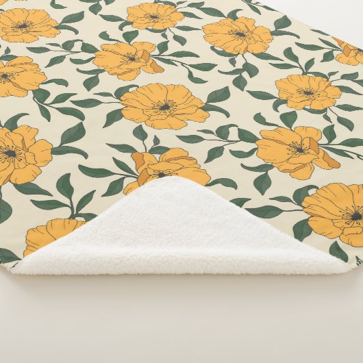 Orange Poppy Blume Pattern Sherpadecke (3/4)