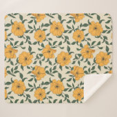 Orange Poppy Blume Pattern Sherpadecke (Vorderseite (Horizontal))