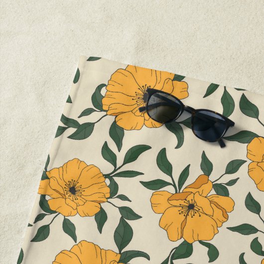 Orange Poppy Blume Pattern Strandtuch (Beispiel)