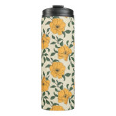 Orange Poppy Blume Pattern Thermosbecher (Vorderseite)