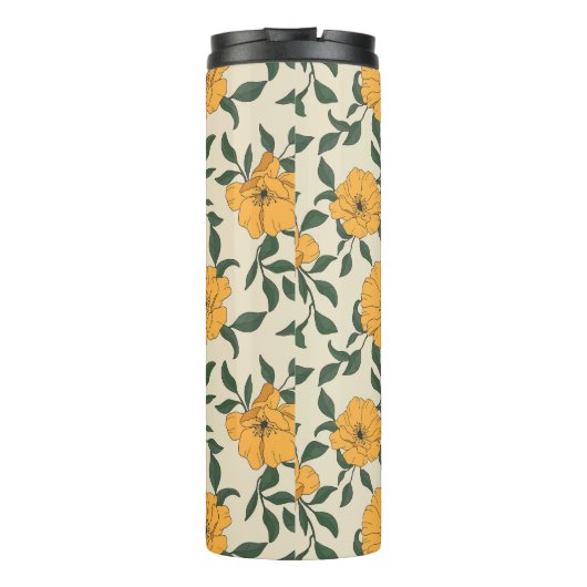 Orange Poppy Blume Pattern Thermosbecher (Rückseite)