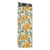 Orange Poppy Blume Pattern Thermosbecher (Nach rechts gedreht)