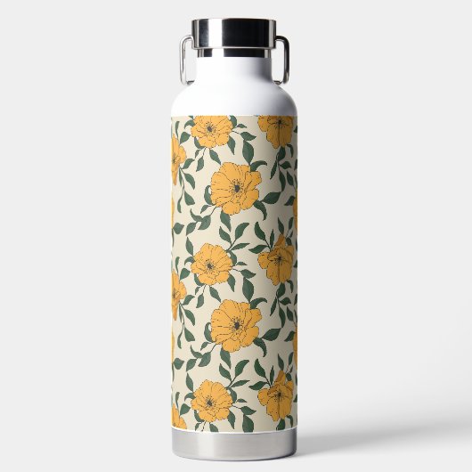 Orange Poppy Blume Pattern Trinkflasche (Vorderseite)