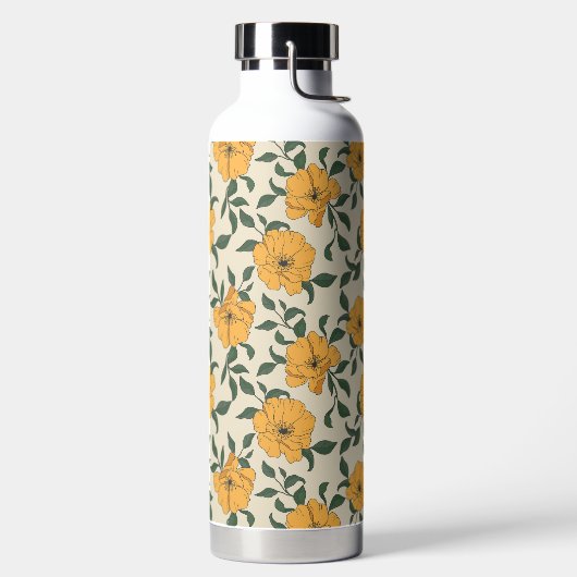 Orange Poppy Blume Pattern Trinkflasche (links)