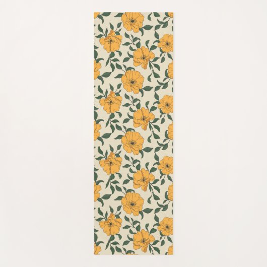 Orange Poppy Blume Pattern Yogamatte (Vorderseite)