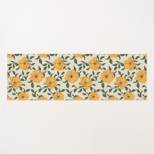 Orange Poppy Blume Pattern Yogamatte (Vorderseite (Horizontal))