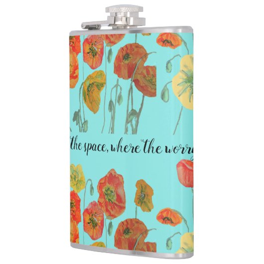 Orange Poppy Blume 'Put Faith in the Space' Aqua Flachmann (Links)