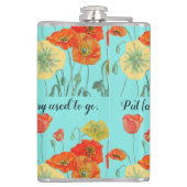 Orange Poppy Blume 'Put Faith in the Space' Aqua Flachmann (Rückseite)