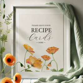 Orange Poppy Blume Verlasst hier Ihre Rezept-Karte Poster