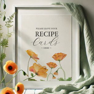 Orange Poppy Blume Verlasst hier Ihre Rezept-Karte Poster