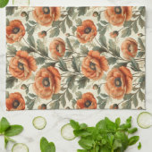 Orange Poppy Botanische Blume Geschirrtuch (Gefaltet)