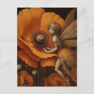 Orange Poppy Fairy Postkarte