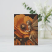 Orange Poppy Fairy Postkarte (Stehend Vorderseite)