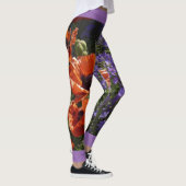 Orange Poppy Floral mit Namen Leggings (Rechts)