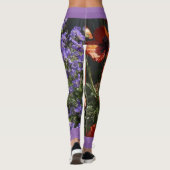 Orange Poppy Floral mit Namen Leggings (Rückseite)