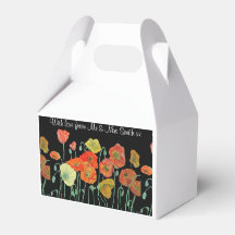 Orange Poppy Floral Wedding Cake Favor Box