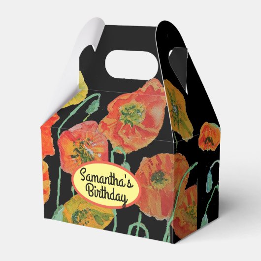 Orange Poppy Floral Wedding Cake Favor Box Geschenkschachtel (Vorderseite)