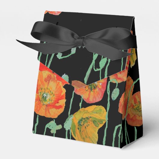 Orange Poppy Floral Wedding Cake Favor Box Geschenkschachtel (Vorderseite)