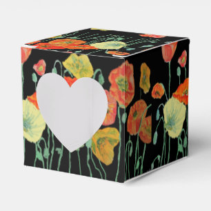 Orange Poppy Floral Wedding Cake Favor Box Geschenkschachtel