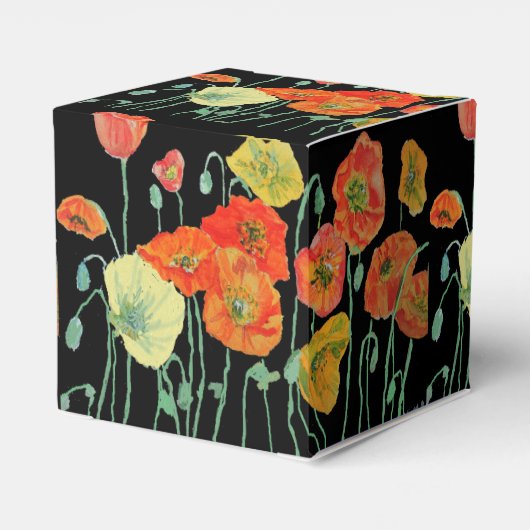 Orange Poppy Floral Wedding Cake Favor Box Geschenkschachtel (Rückseite)