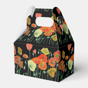 Orange Poppy Floral Wedding Cake Favor Box Geschenkschachtel