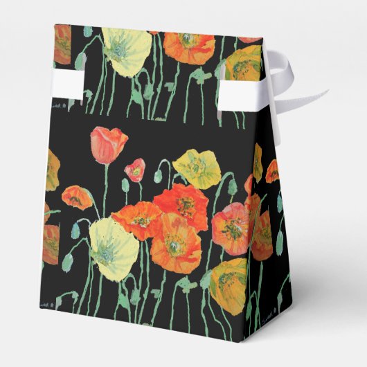 Orange Poppy Floral Wedding Cake Favor Box Geschenkschachtel (Rückseite)