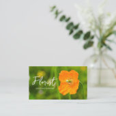 Orange Poppy Flower Summer Green Photo Florist Visitenkarte (Stehend Vorderseite)