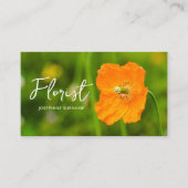 Orange Poppy Flower Summer Green Photo Florist Visitenkarte (Vorderseite)