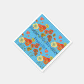 Orange Poppy Happy Birthday Serviette Napkins Blue (Ecke)