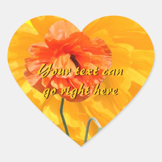 Orange Poppy Heart Stickers (Vorderseite)