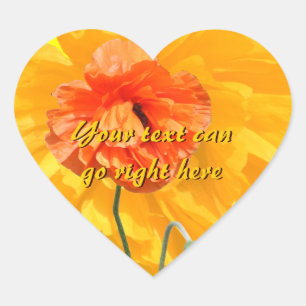 Orange Poppy Heart Stickers